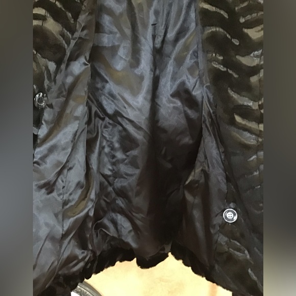 JLo By Jennifer Lopez Outerwear Black Faux Fur Double Breasted Jacket With Tie - Picture 12 of 17